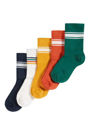Frugi Reed Rib Socks 5 Pack Rainbow