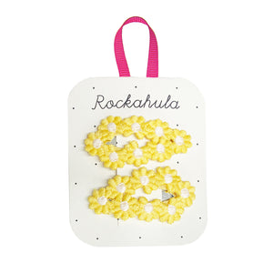 Rockahula Hair Clips Set Crochet Yellow Flowers