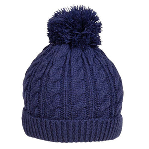 Baby Cable Knit Bobble Hat, Blue