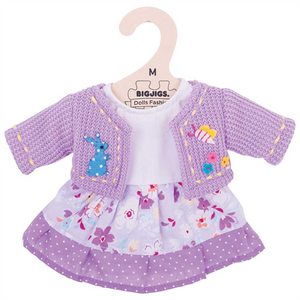 BigJigs Doll's Clothes Lilac Dress and Cardigan