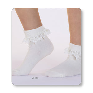 Country Kids Butterfly Lace Socks, White