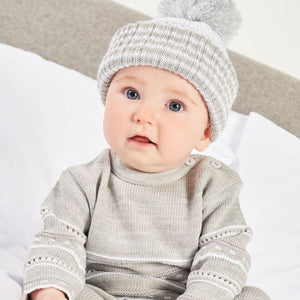 Dandelion Knitted Bobble Hat Grey