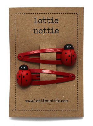 Lottie Nottie Ladybird Hair Clips - red
