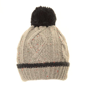 Speckled Knitted Bobble Hat Grey
