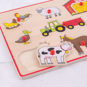 BigJigs Wooden Lift Out Peg Puzzle Farm