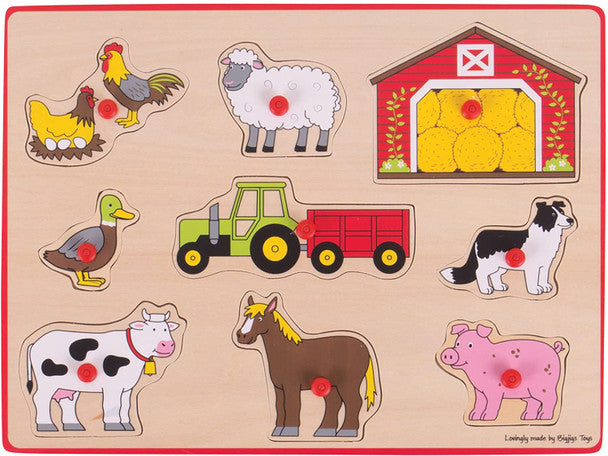 BigJigs Wooden Lift Out Peg Puzzle Farm