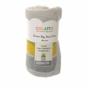 Cosatto Grey and Yellow Knitted Blanket