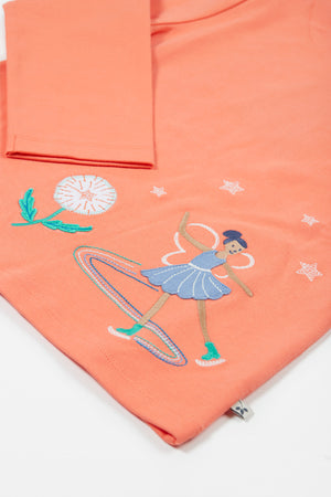 Frugi Anna Applique Top Cantaloupe Fairy