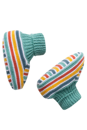 Frugi Briar Knitted Booties, Rainbow Stripe