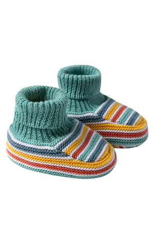 Frugi Briar Knitted Booties, Rainbow Stripe
