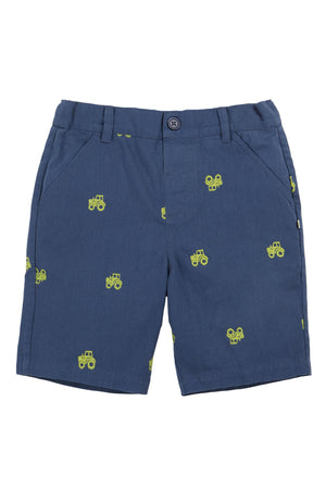 Frugi Bryn Embroidered Shorts Navy Blue Tractor