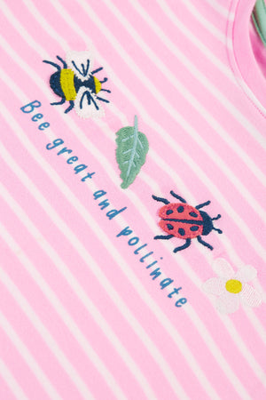 Frugi Camille Applique T Shirt Stripe Bee