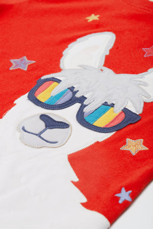 Frugi Carsen Applique T-Shirt Strawberry Llama