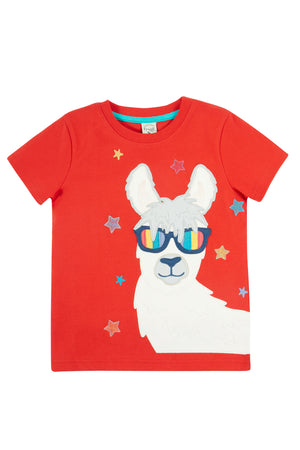 Frugi Carsen Applique T-Shirt Strawberry Llama