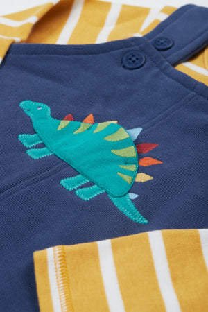 Frugi Coverack Dungaree Outfit Navy Dino