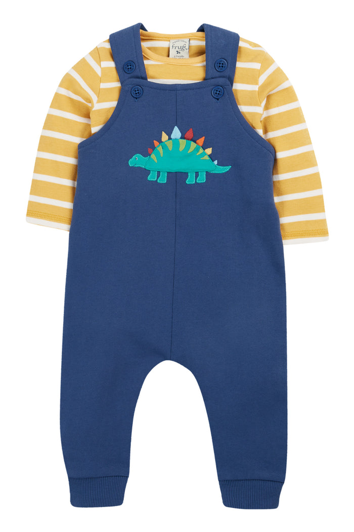 Frugi Coverack Dungaree Outfit Navy Dino