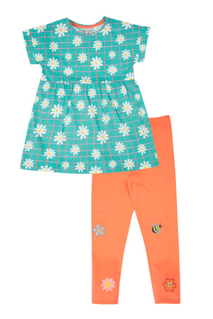 Frugi Delilah Outfit Floral Check Cantaloupe