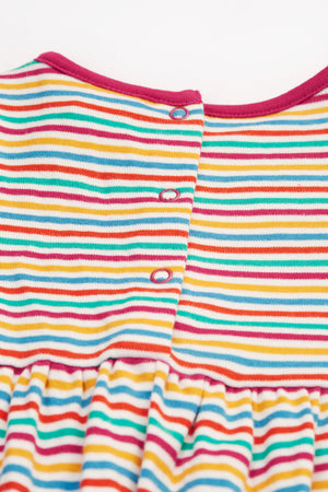 Frugi Dolcie Dress Lingonberry Multi Stripe