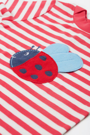 Frugi Easy On T-Shirt Watermelon Stripe Ladybird