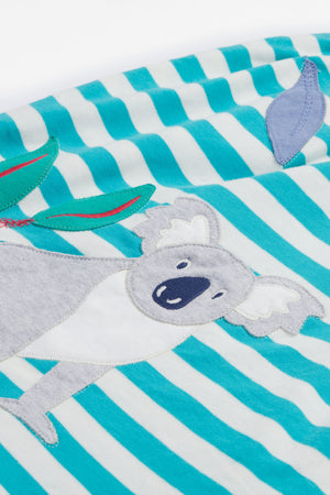 Frugi Felicity Dress Sea Moss Stripe Koala