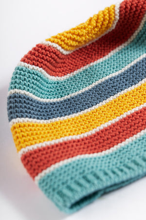 Frugi Harlen Knitted Hat, Rainbow Stripe