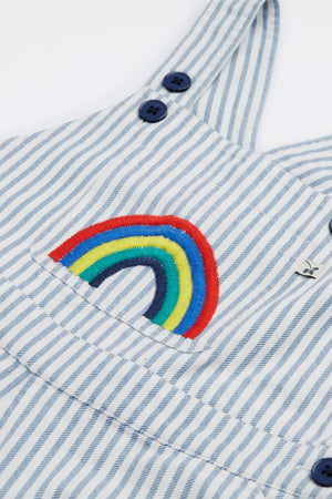 Frugi Hugh Dingarees Ticking Stripe Rainbow