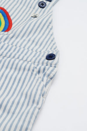 Frugi Hugh Dingarees Ticking Stripe Rainbow