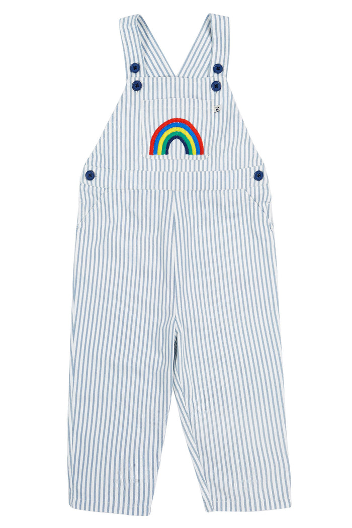 Frugi Hugh Dungarees Ticking Stripe Rainbow