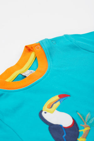 Frugi Penryn Panel T-Shirt Sea Moss Canopy Land Sea