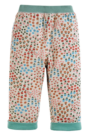 Frugi Tess Cord Reversible Trousers Moss Floral Fun