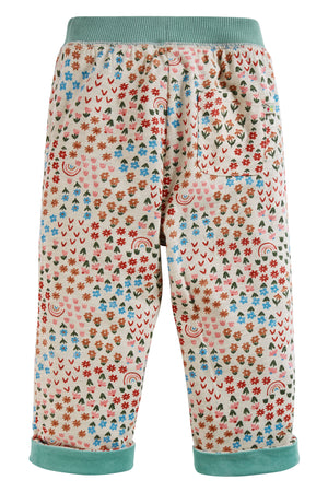 Frugi Tess Cord Reversible Trousers Moss Floral Fun