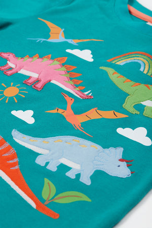 Frugi Adventure Applique Top Iguana Dinosaur