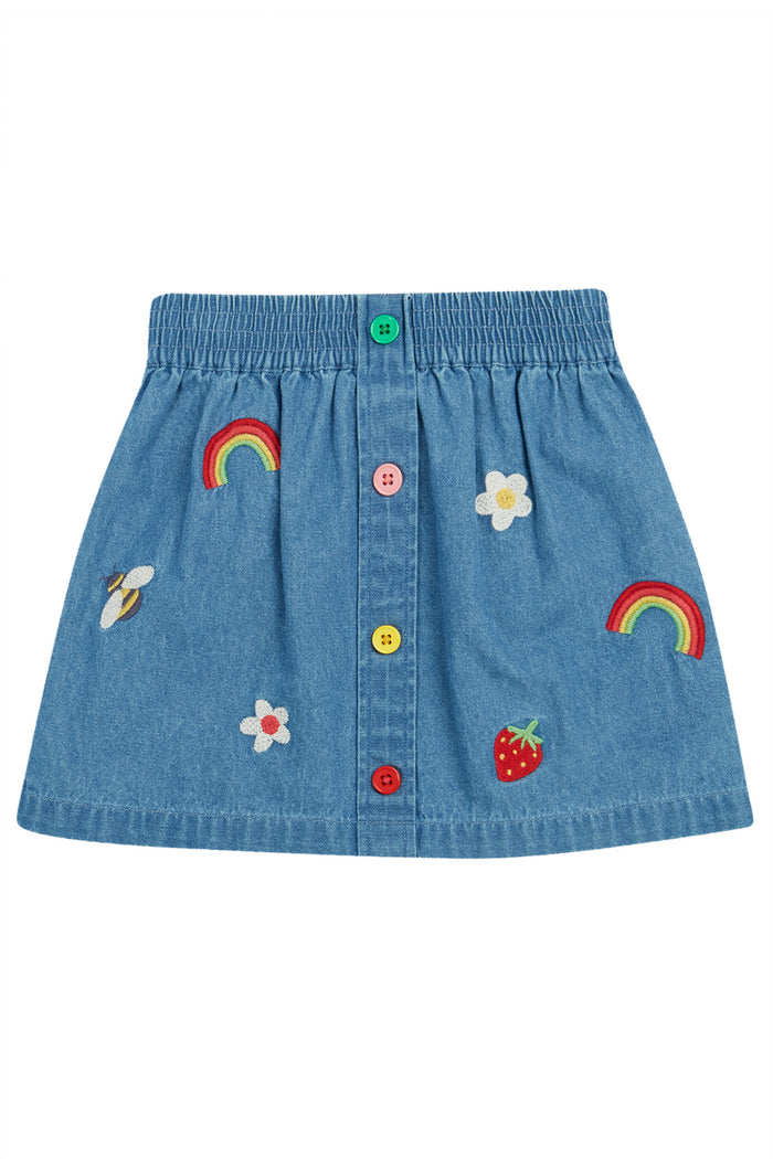 Frugi Charley Denim Skirt Rainbow Strawberry