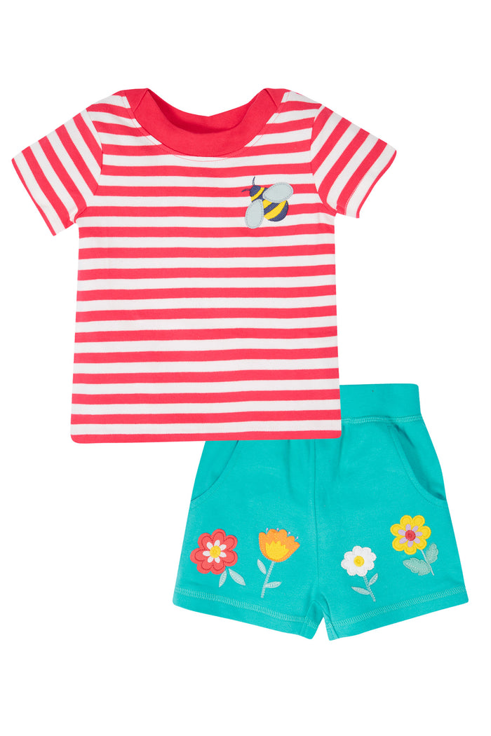 Frugi Easy On Outfit Watermelon Stripe Bee