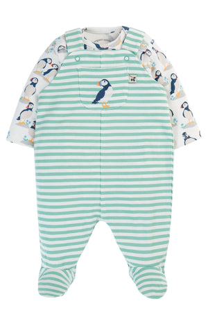 Frugi Footed Dungaree Gift Set Puffin Pals