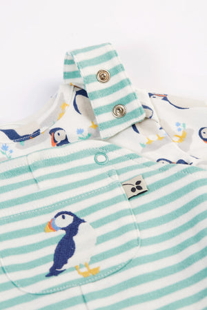 Frugi Footed Dungaree Gift Set Puffin Pals