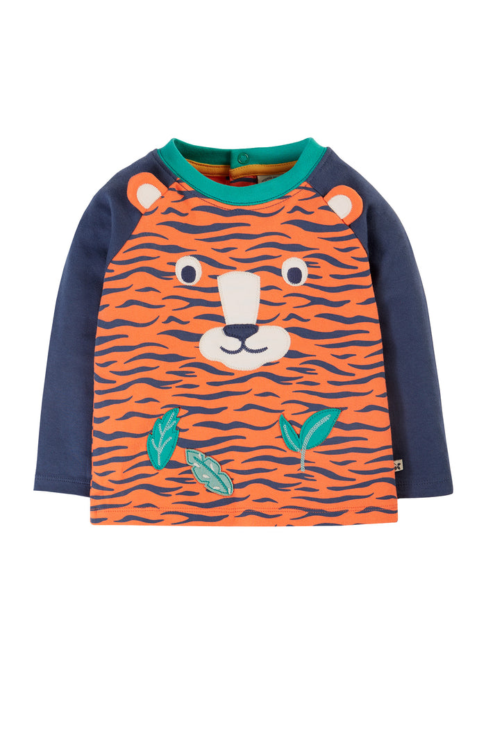 Frugi Happy Raglan Top Tiger