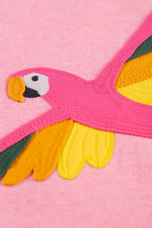 Frugi Little Creature T-Shirt Pink Marl Macaw