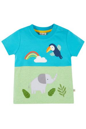 Frugi Little Penryn Panel T Shirt Elephant