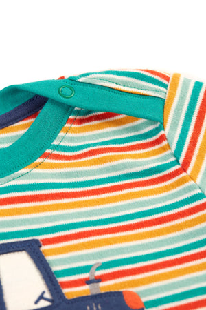 Frugi Orion Applique Top Multi Stripe Tractor