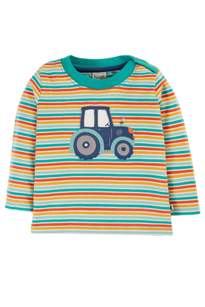 Frugi Orion Applique Top Multi Stripe Tractor