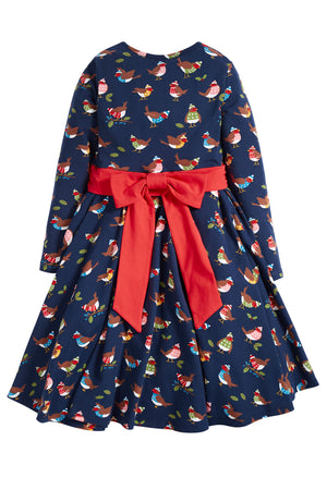 Frugi Party Skater Dress Indigo Robin