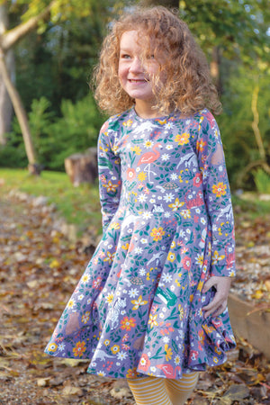 Frugi Sofia Skater Dress Rainforest Friends