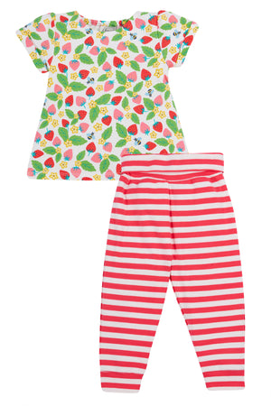 Frugi Wendy Summer Outfit Strawberry Field Stripe