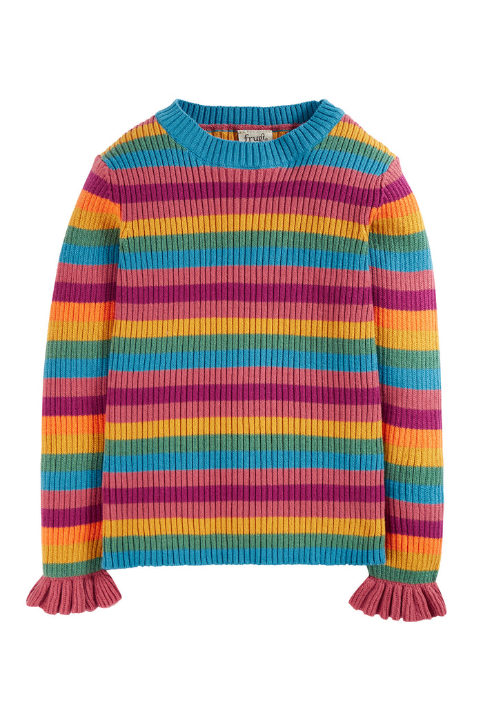 Frugi Zoe Knitted Jumper Rainbow Stripe