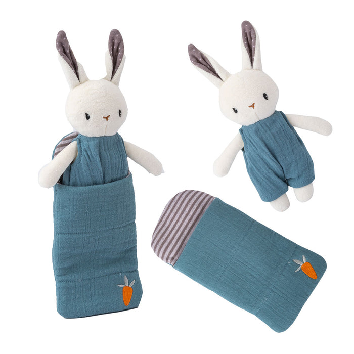 Jumini Friends Tiny Blue Rabbit in Sleeping Bag (organic cotton)