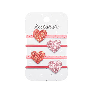 Rockahula Love Heart Glitter Pony Tail Bands