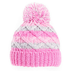 Baby Cable Knit Bobble Hat Pink