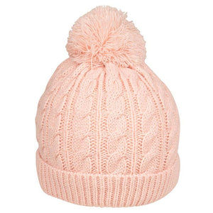 Baby Cable Knit Bobble Hat, Pink