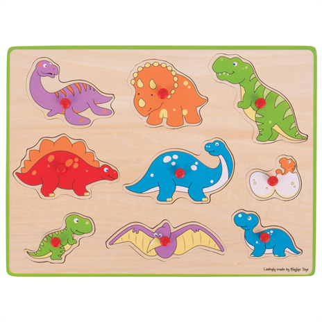 BigJigs Wooden Lift Out Peg Puzzle Dinosaurs